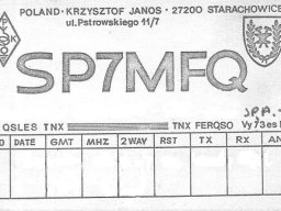 QSL SP7MFQ 1980 rok